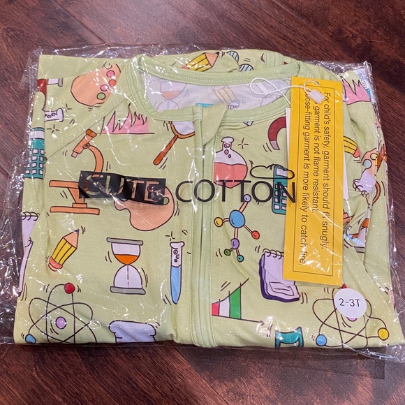 Cute Cotton Other - Cute Cotton Bamboo Science STEM Print Zipper Romper Sleeper 2-3T NWT
